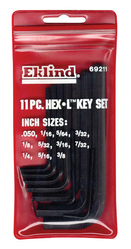 Eklind Tool - 69211 - Hex-L .050" to 3/8" SAE Short Arm Hex L-Key Set Multi-Size in. 11/pc.