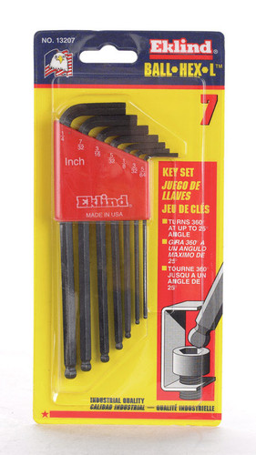 Eklind Tool - 13207 - Ball-Hex-L 5/64" to 1/4" SAE Long Arm Ball End Hex L-Key Set Multi-Size in. 7/pc.