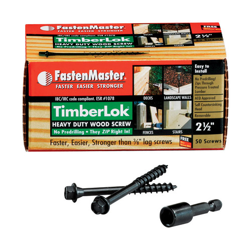 FastenMaster - FMTLOK212-50 - TimberLok No. 10 x 2-1/2 in. L Galvanized Wood Screws - 50/Pack