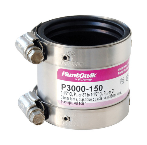 Fernco - P3000-150 - PlumbQwik Schedule 40 1-1/2 in. Hub x 1-1/2 in. Dia. Hub PVC Coupling