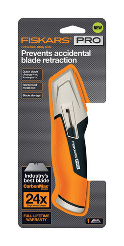 Fiskars - 770020-1001 - Pro 5 in. Retractable Pro Utility Knife Orange - 1/Pack