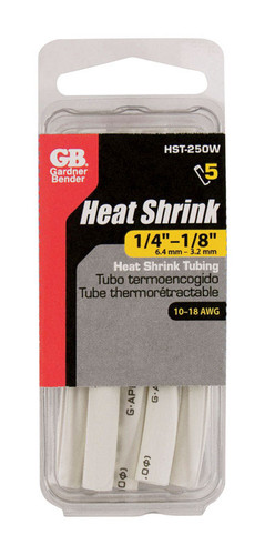 Gardner Bender - HST-250W - 1/4 in. Dia. Heat Shrink Tubing White - 5/Pack