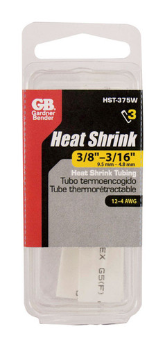Gardner Bender - HST-375W - 3/8 in. Dia. Heat Shrink Tubing White - 3/Pack