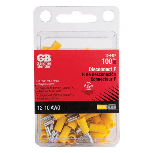 Gardner Bender - 10-145F - 12-10 Ga. Insulated Wire Female Disconnect Yellow - 100/Pack