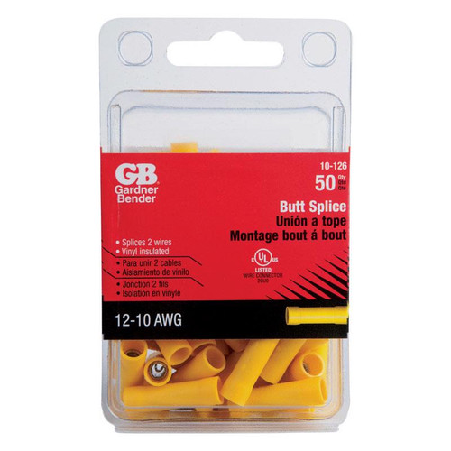 Gardner Bender - 10-126 - 12-10 Ga. Insulated Wire Butt Splice Yellow - 50/Pack