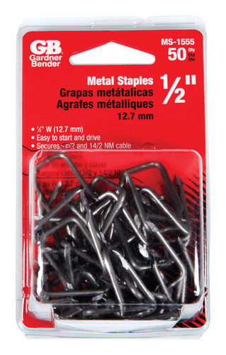 Gardner Bender - MS-1555 - 1/2 in. W Metal Insulated Cable Staple - 50/Pack