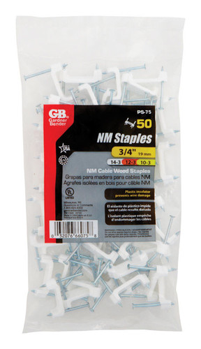 Gardner Bender - PS-75 - 3/4 in. W Plastic Insulated Cable Staple - 50/Pack