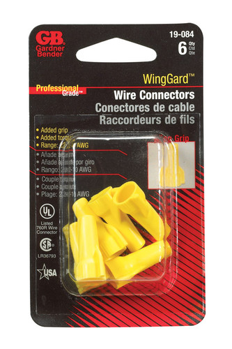 Gardner Bender - 19-084 - WingGard 22-10 Ga. Copper Wire Wire Connector Yellow - 6/Pack