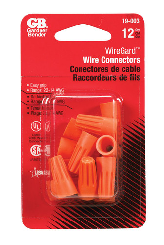 Gardner Bender - 19-003 - WingGard 22-14 Ga. Copper Wire Wire Connector Orange - 12/Pack