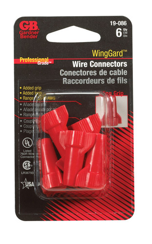 Gardner Bender - 19-086 - WingGard 22-6 Ga. Copper Wire Wire Connector Red - 6/Pack