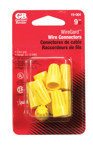 Gardner Bender - 19-004 - WingGard 18-10 Ga. Copper Wire Wire Connector Yellow 9/Pack