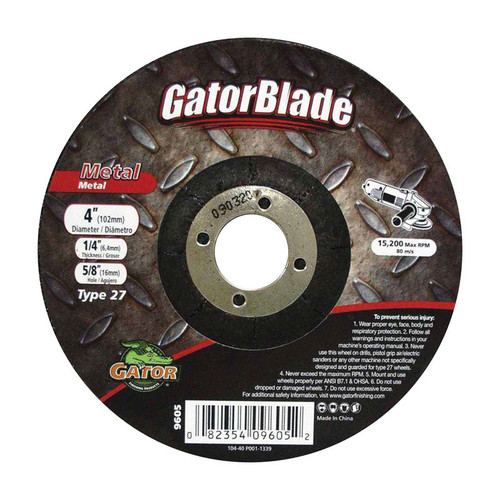 Gator - 9605 - 4 in. Dia. x 1/4 in. thick x 5/8 in. Metal Grinding Wheel 1/pc.