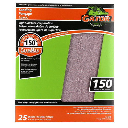 Gator - 3405 - CeraMax 11 in. L x 9 in. W 150 Grit Ceramic Sandpaper - 1/Pack