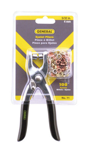 General Tools - 71 - 101/pc. Steel Eyelet Pliers and Eyelets Set 5-3/4 in. L Black
