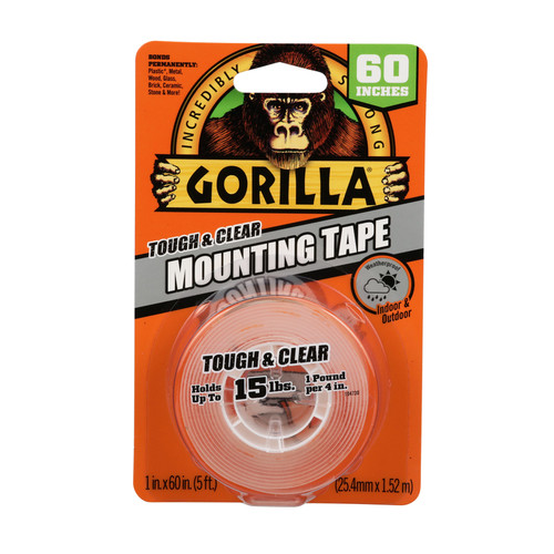 Gorilla - 6065003 - Double Sided 1 in. W x 60 in. L Mounting Tape Clear