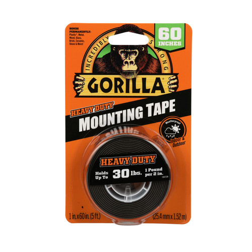 Gorilla - 6055002 - Double Sided 1 in. W x 60 in. L Mounting Tape Black