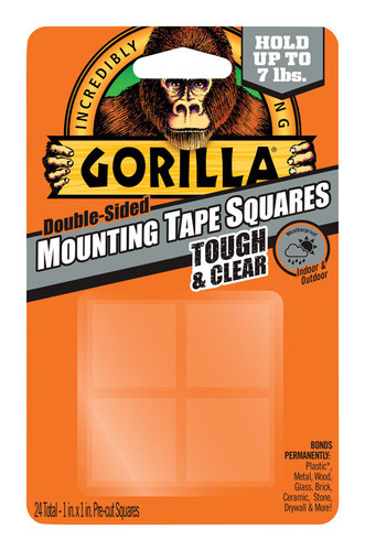 Gorilla - 6067202 - 1 in. W x 1 in. L Mounting Squares Clear
