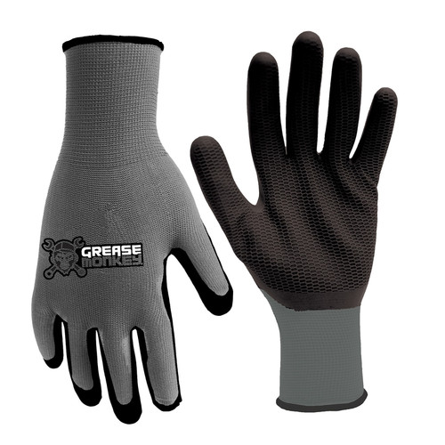 Grease Monkey - 25547-26 - M Latex Honeycomb Black/Gray Gloves