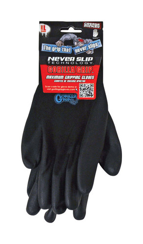 Grease Monkey - 25053-26 - Gorilla Grip Grip Gloves Black L 1 pair