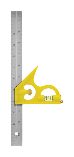 GreatNeck - CS12C - 12 in. L x 11/16 in. H Stainless Steel Combination Square Level and Scriber Silver