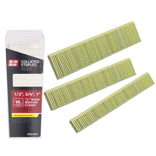 Grip-Rite - GRLMIX - 1/4 in. W L-Style 18 Ga. Narrow Crown Staples - 900/Pack