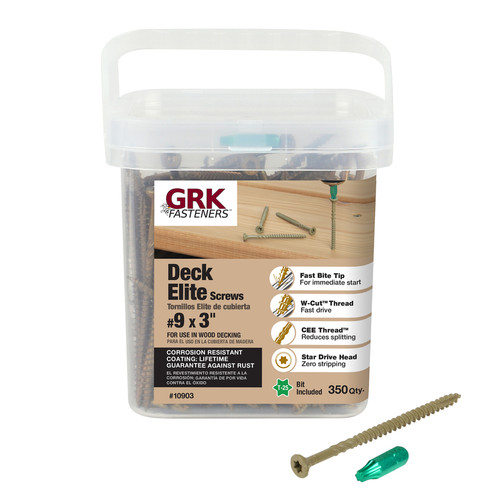 GRK Fasteners - 10903 - Deck Elite No. 9 x 3 in. L Star High Corrosion Resistant Wood Screws 350/Pack