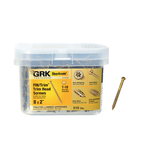 GRK Fasteners - 116728 - UberGrade No. 8 x 2 in. L Star Trim Head Construction Screws - 510/Pack