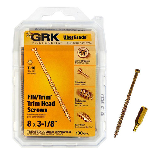GRK Fasteners - 119734 - UberGrade No. 8 x 3-1/8 in. L Star Trim Head Construction Screws - 100/Pack