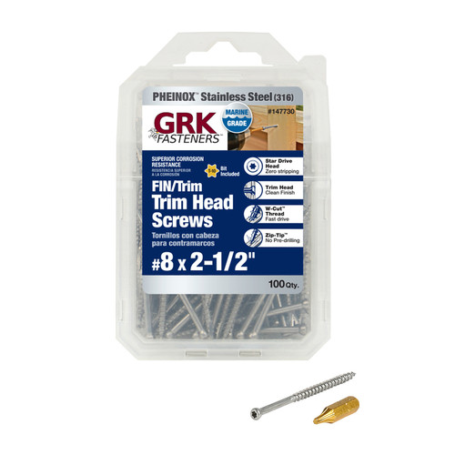 GRK Fasteners - 147730 - No. 8 x 2-1/2 in. L Star Trim Head Construction Screws - 100/Pack