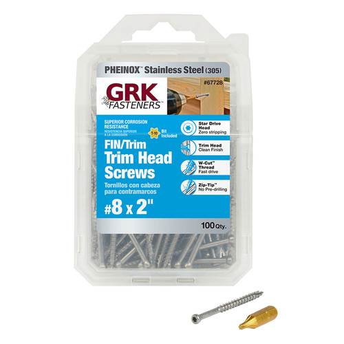 GRK Fasteners - 67728 - No. 8 x 2 in. L Star Trim Head Construction Screws - 100/Pack
