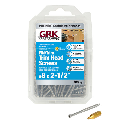 GRK Fasteners - 67730 - No. 8 x 2-1/2 in. L Star Trim Head Construction Screws - 100/Pack