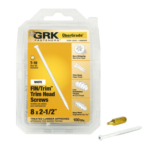 GRK Fasteners - 96065 - UberGrade No. 8 x 2-1/2 in. L Star Trim Head Construction Screws - 100/Pack