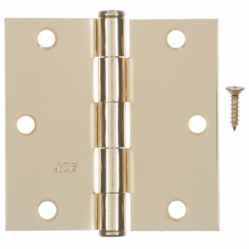 Hampton - 01-3550-190 - 3-1/2 in. L Bright Brass Residential Door Hinge - 12/Pack