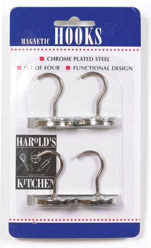 Harold Import - 43103 - 1-1/4 in. L Silver Steel Magnetic Hooks