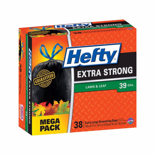 Hefty - E87038 - Extra Strong 39 gal. Trash Bags Drawstring 38/Pack