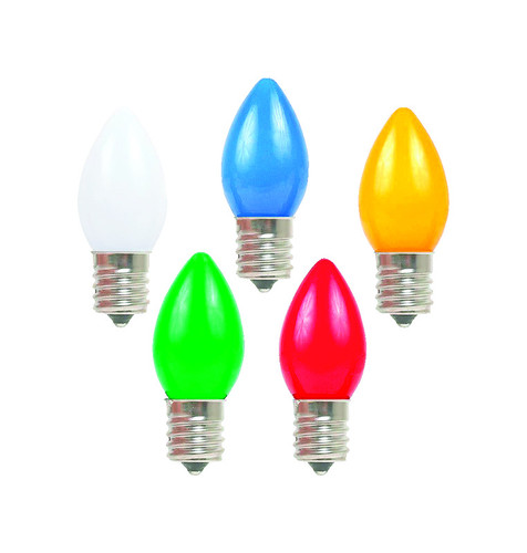 Holiday Bright Lights - BU25C7-OMUA - C7 Multi-color 25 count Christmas Light Bulbs 1 in.