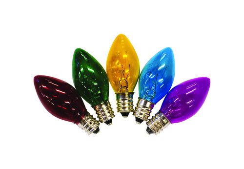 Holiday Bright Lights - BU25C7X3-TMUA - C7 Multi-color 25 count Replacement Christmas Light Bulbs 1 ft.