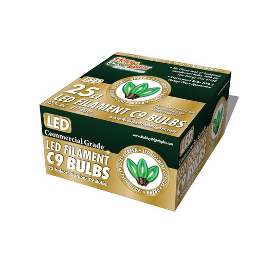 Holiday Bright Lights - BU25FLDSC9-TGRA - LED C9 Green Replacement Christmas Light Bulbs