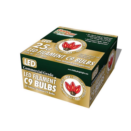 Holiday Bright Lights - BU25FLDSC9-TRDA - LED C9 Red 25 count Replacement Christmas Light Bulbs 2.5 ft.