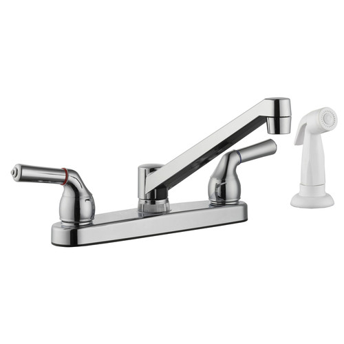 Home Plus - 1815-30CP-N - Two Handle Chrome Kitchen Faucet Side Sprayer Included