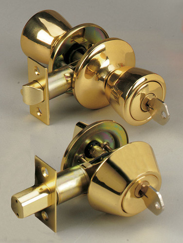 Home Plus - LA2140 - Polished Brass Knob and Deadbolt Set ANSI Grade 3 1-3/4 in.