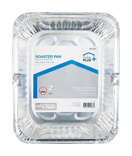 Home Plus - D42020 - Durable Foil 9-1/4 in. W x 11-3/4 in. L Roaster Pan Silver - 2/Pack