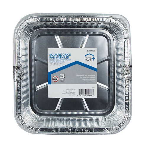 Home Plus - D18030 - Durable Foil 7-7/8 in. W x 7-7/8 in. L Cake Pan Silver - 3/Pack