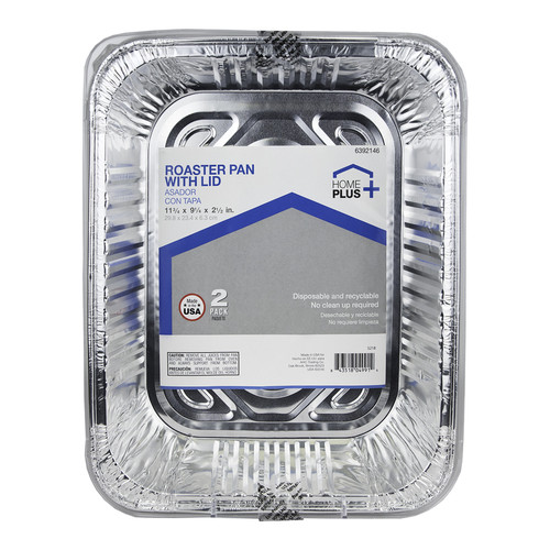 Home Plus - D88020 - Durable Foil 9-1/4 in. W x 11-3/4 in. L Roaster Pan Silver 2/pc.