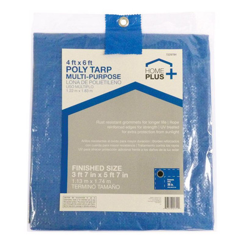 Home Plus - P46-88W - 4 ft. W x 6 ft. L Light Duty Polyethylene Tarp Blue
