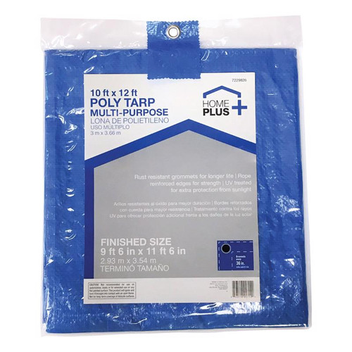 Home Plus - P1012-88W - 10 ft. W x 12 ft. L Light Duty Polyethylene Tarp Blue