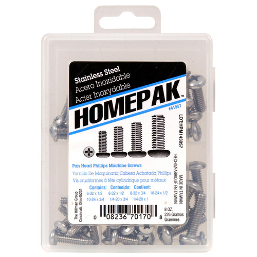 Homepak - 41957 - Assorted Phillips Pan Head Stainless Steel Machine Screw Kit