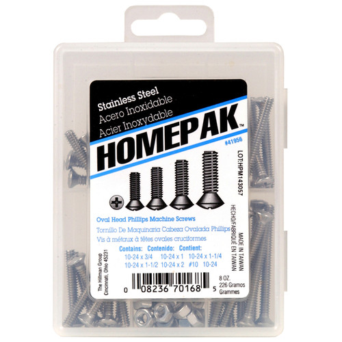Homepak - 41956 - Assorted in. Phillips Oval Head Stainless Steel Machine Screw Kit