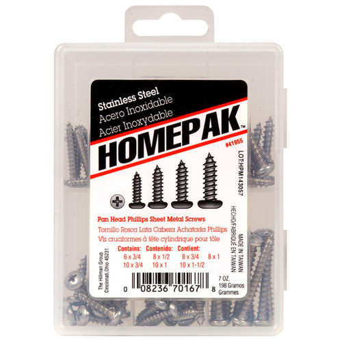 Homepak - 41955 - Assorted in. Phillips Pan Head Stainless Steel Sheet Metal Screw Kit