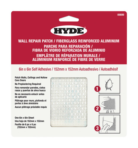 Hyde - 9899 - 6 in. W x 6 in. L x 1/4 in. Drywall Repair Sheets